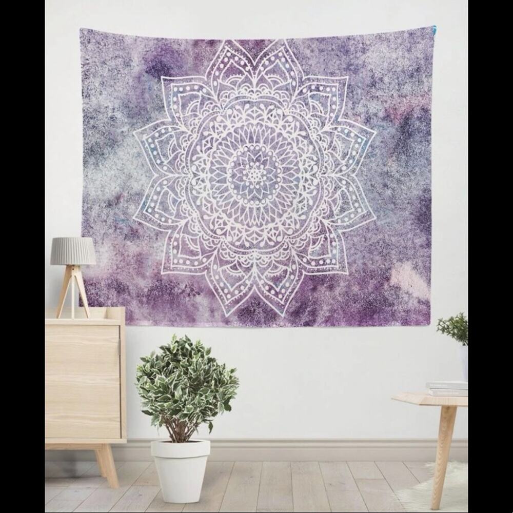 URBAN OUTFITTERS Boho Mandala Pink and Purple Geometric Tapestry Wall Hanging - Picture 2 of 4
